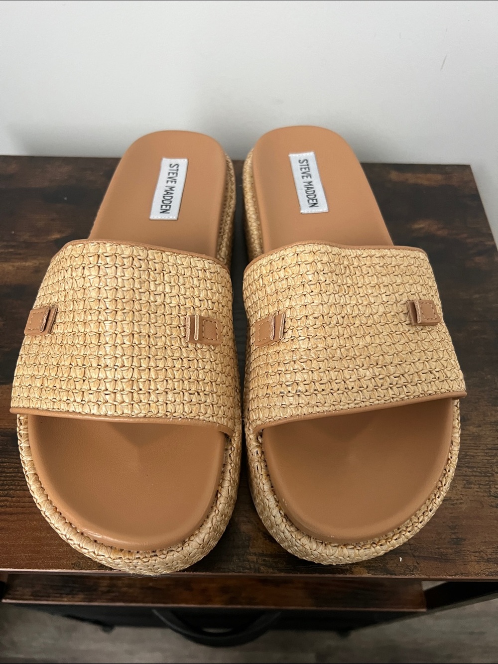 Steve Madden Kayley Raffia Platform Slides 9 # - Picture 2 of 7